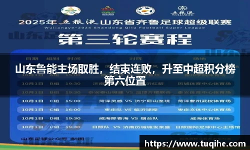 山东鲁能主场取胜，结束连败，升至中超积分榜第六位置